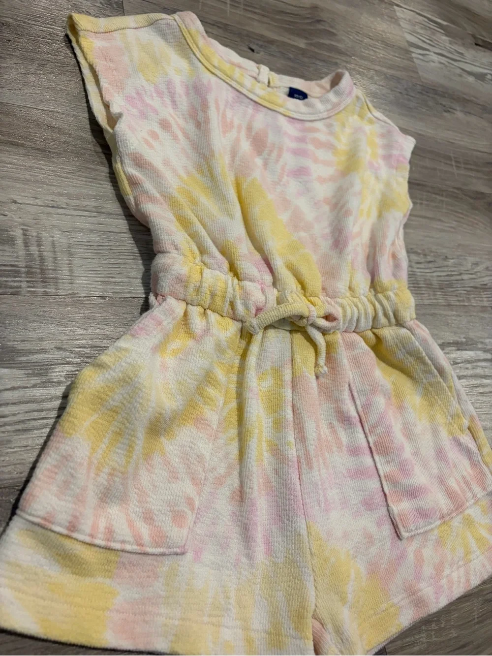 Old Navy Girls Yellow & Pink Tie-Dye French Terry Utility Romper size XS 5